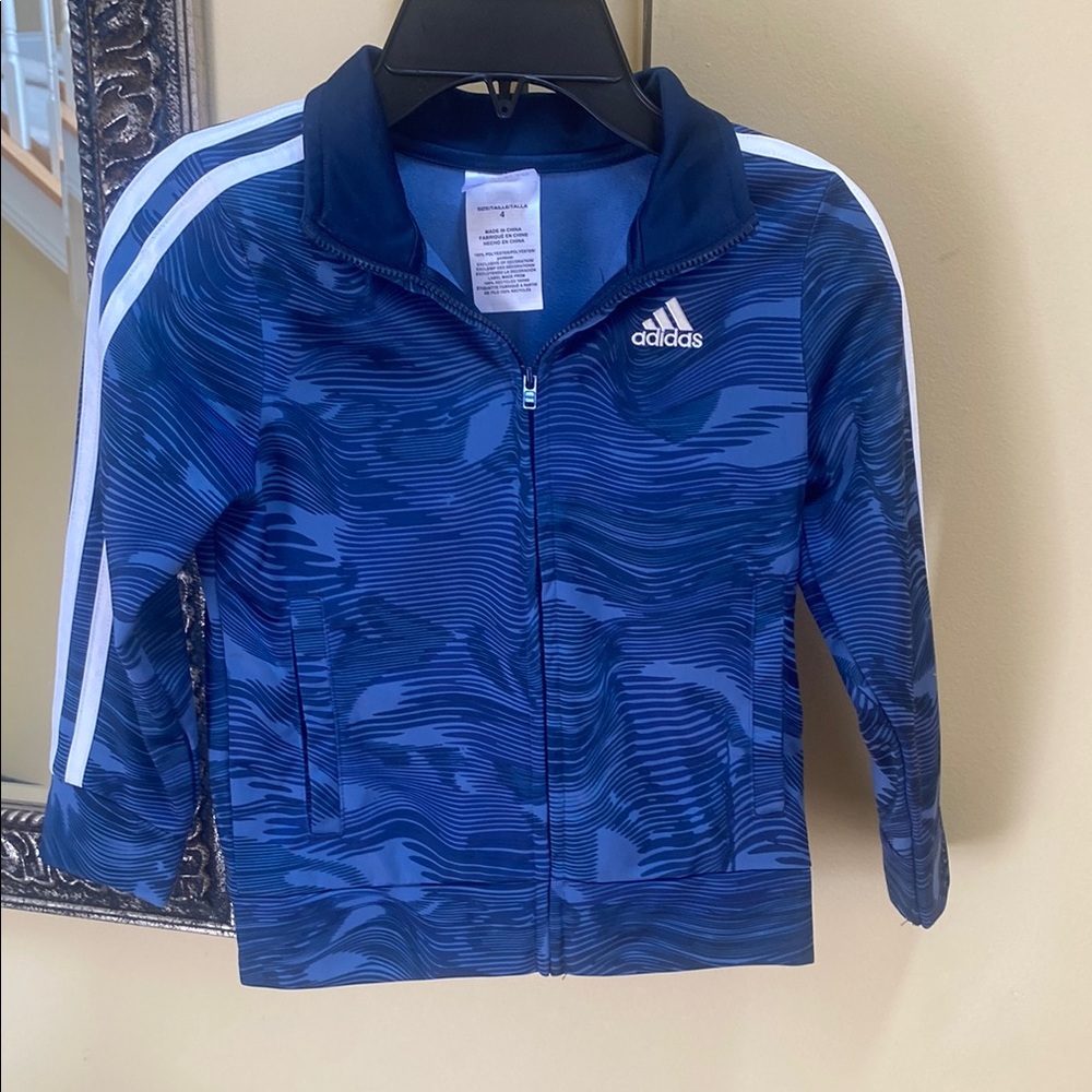 Adidas Toddler boys size 4 Blue White zip jacket